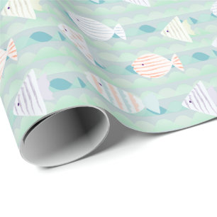 Papier Cadeau École de poisson sous la mer Turquoise Anniversair