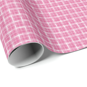 Papier Cadeau Écossais Rose Fruité de Style Pictural