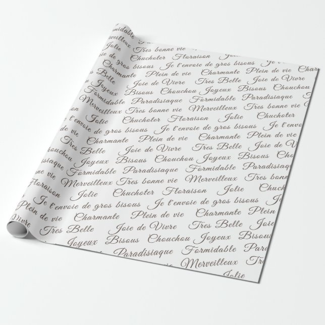 Papier Cadeau Écran Français Words Wrapper Paper (Déroulé)