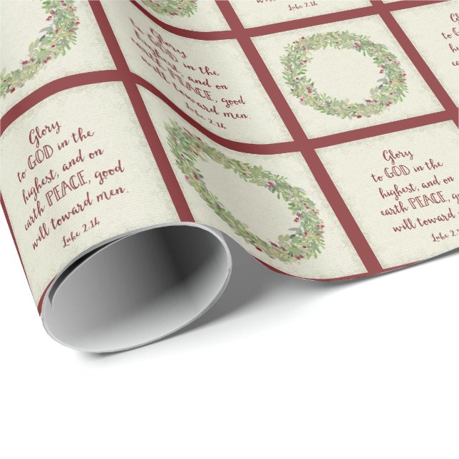 Papier Cadeau Écriture de Noël - Gloire à Dieu (Coin rond)