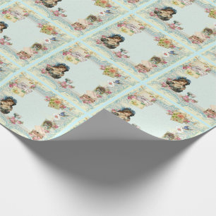 Papier Cadeau Écriture romantique de la Rose rouge victorienne