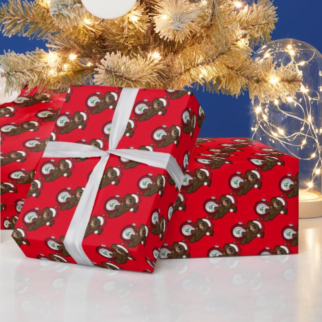 Papier Cadeau Écureuil de Noël Papier d'emballage de Noël (Vacances)