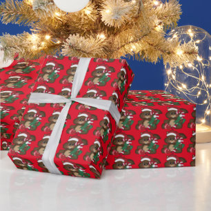 Papier Cadeau Écureuil de Noël Papier d'emballage de vacances
