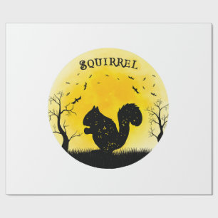 Papier Cadeau Écureuil Halloween Vintage Rétro Lune