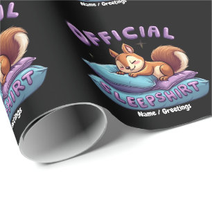 Papier Cadeau Écureuil Officiel Dort Mignon & Drôle Endormi