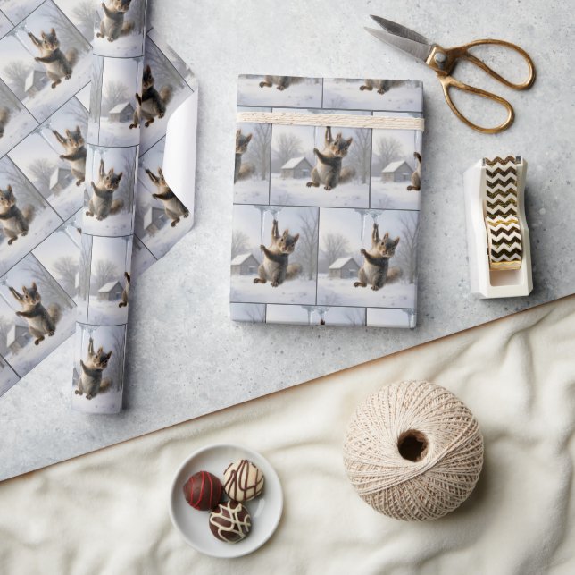 Papier Cadeau Écureuil suspendu à un glaçon (Artisanat)