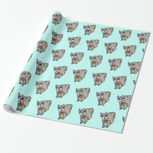 Papier Cadeau Écureuil turquoise Anniversaire ou Baby shower