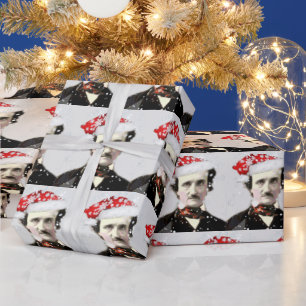 Papier Cadeau Edgar Allan Poe Santa Hat Fun Auteur Poète Art