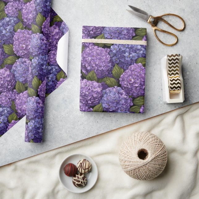 Papier Cadeau Edgy Serene Hydrangea Flower Wrapping Paper (Artisanat)
