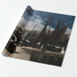 Papier Cadeau Edouard Manet - Le Port de Boulogne au clair de lu
