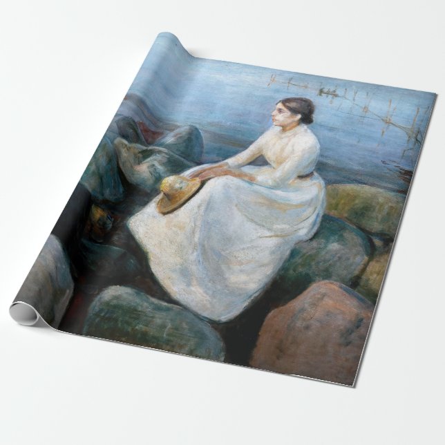 Papier Cadeau Edvard Munch - Nuit d'été, Enger sur la plage (Déroulé)
