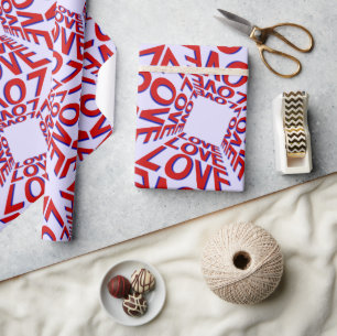 Papier Cadeau Effet d'amour Typographie 3D sur élégant