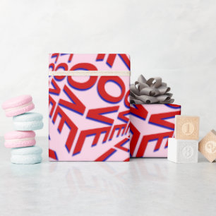 Papier Cadeau Effet d'amour Typographie 3D sur élégant
