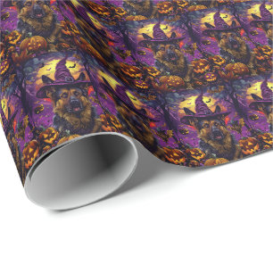Papier Cadeau Éffrayant allemand berger Halloween sorcier Citrou