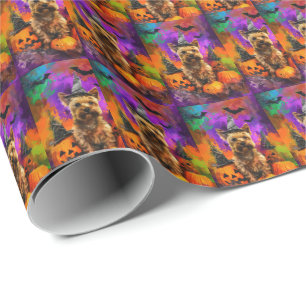 Papier Cadeau Éffrayant Cairn Terrier Chien Halloween sorcier Ci