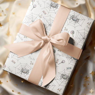 Papier Cadeau Éffrayant Cutie Baby Spider, Web & Halloween Candy