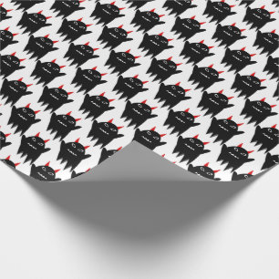Papier Cadeau Éffrayant Fantôme noir avec cornes rouges