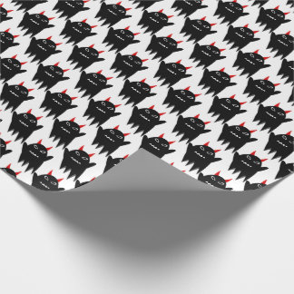 Papier Cadeau Éffrayant Fantôme noir avec cornes rouges