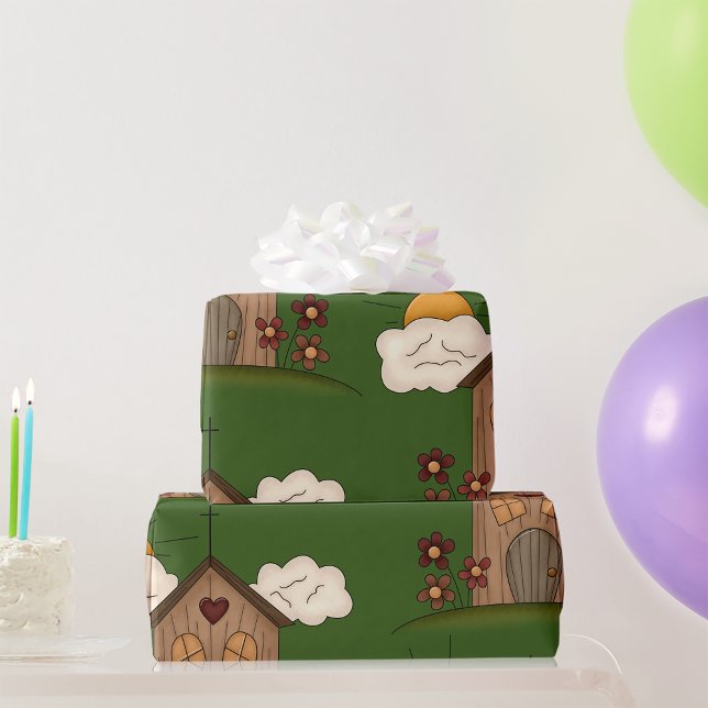 Papier Cadeau Église Sunny Avec Fleurs Rustique Charme De Pays (Créateur téléchargé)
