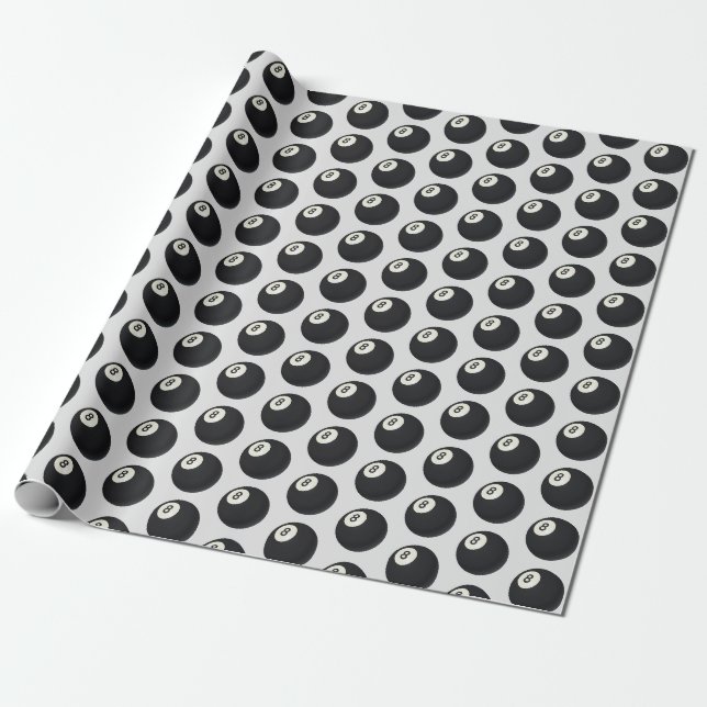 Papier Cadeau Eight Ball Y2K Snooker Black and White  (Déroulé)