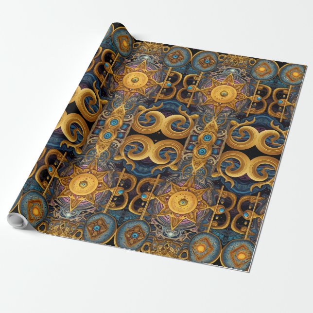 Papier Cadeau Élégance antique : Fusion celtique & égyptienne (Déroulé)