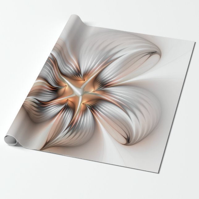Papier Cadeau Élégance florale Art Abstrait fractal moderne (Déroulé)