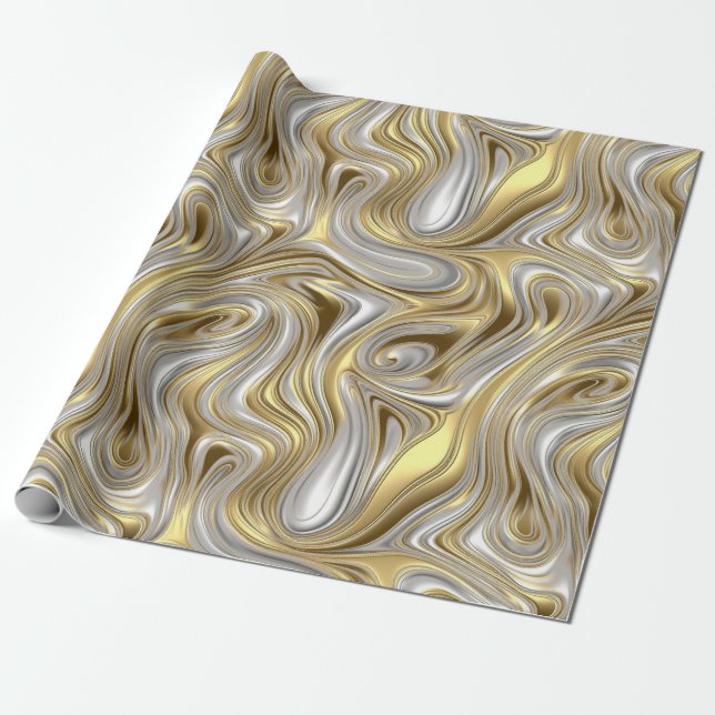 Papier Cadeau Élégance liquide - motif liquide métallique (Déroulé)