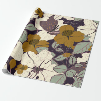 Papier Cadeau Elegance pattern with flowers and leaf. Floral vin