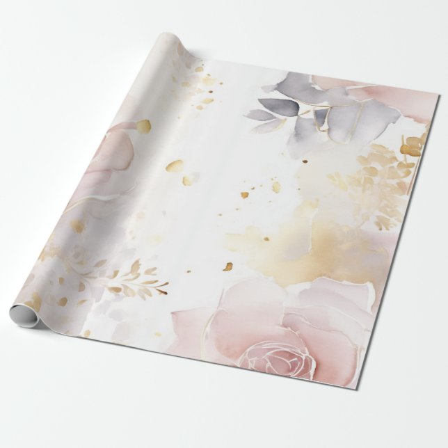 Papier Cadeau Élégance Soft Gold Leaf (Déroulé)
