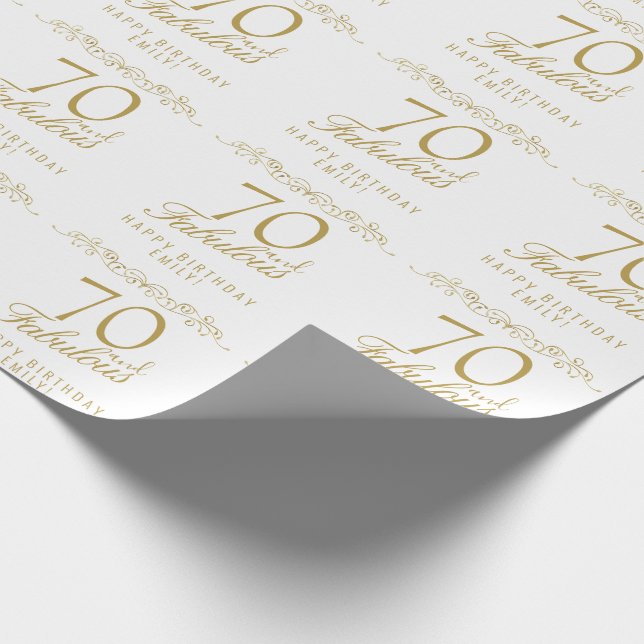 Papier Cadeau Elégant 70 et fabuleux ornement 70e anniversaire (Coin)