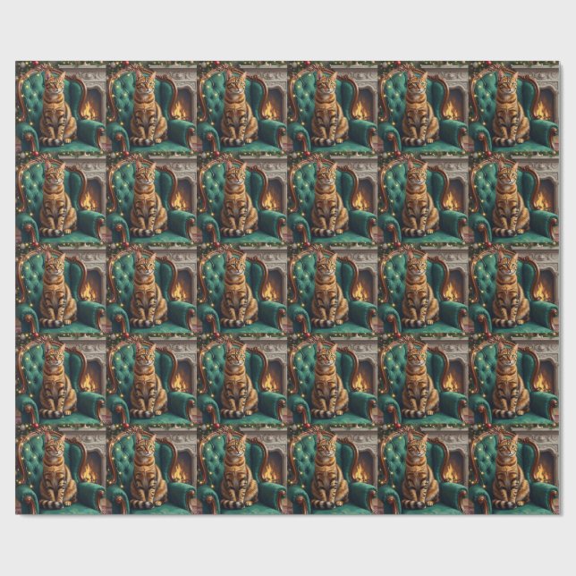 Papier Cadeau Elegant Abyssinian Cat Regal Holiday Portrait Art (Plat)