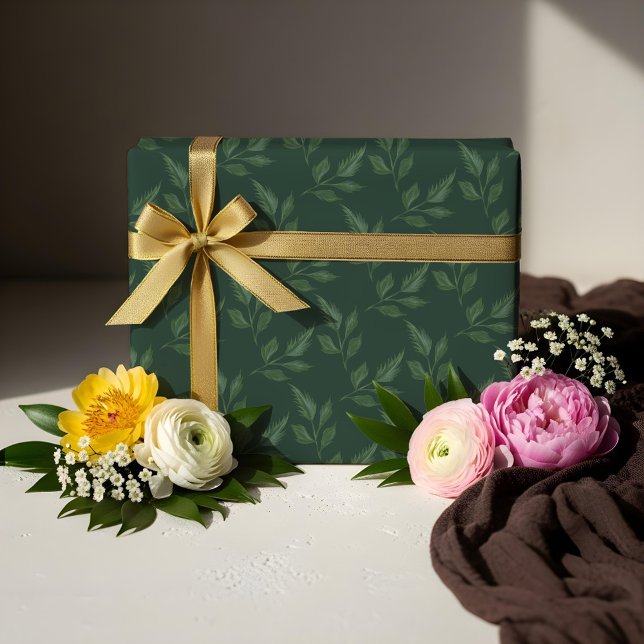 Papier Cadeau Elégant Aquarelle Botanique Jardin Motif feuille (Elegant Watercolor Botanical Garden Leaf Pattern Wrapping Paper)