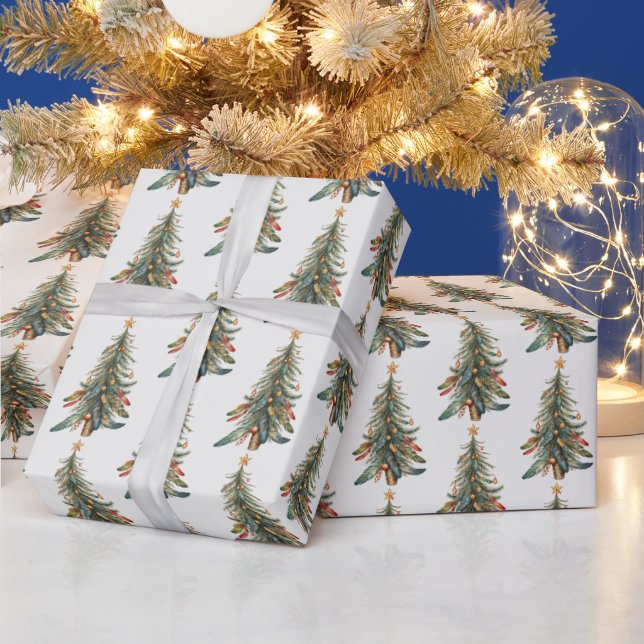 Papier Cadeau Élégant arbre de Noël moderne Boho (Vacances)