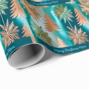 Papier Cadeau Élégant aspect métallique, turquoise, or