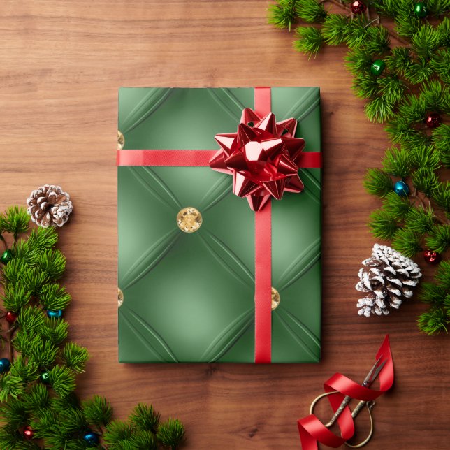 Papier Cadeau Élégant Bijoux verts Bling Sparkle Chic (Cadeau de vacances)