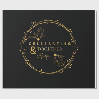 Papier Cadeau Elégant Black & Gold Celebration Together & Always