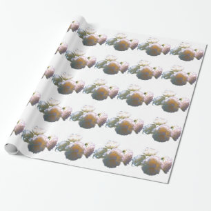Papier Cadeau Elégant blanc pêche orange roses