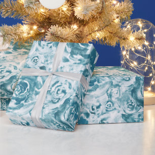 Papier Cadeau Elégant bleu Abstrait Floral Roses