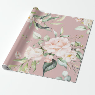 Papier Cadeau Elégant bleu rose Eucalyptus vert Mauve