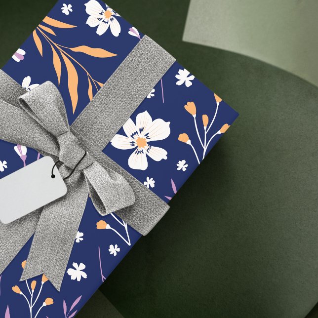 Papier Cadeau Élégant bleu Vintage rose (Créateur téléchargé)