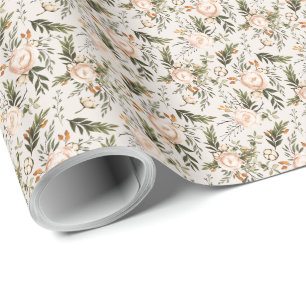 Papier Cadeau Elégant Boho Floral Ivory Terracotta