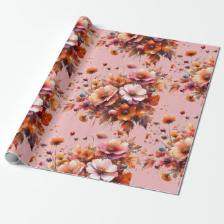 Papier Cadeau Elégant bouquet Brown Fleur sauvage Automne.