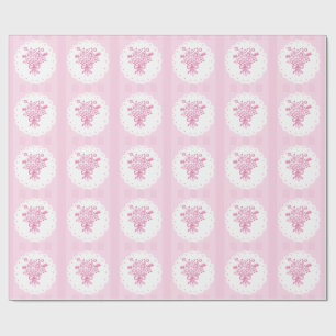 Papier Cadeau Élégant Bouquet Floral de Quinceañera Rose & Bla