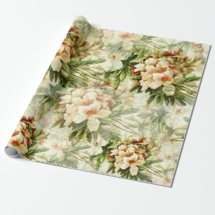 Papier Cadeau Elégant bouquet Vintage rétro blanc fleuri