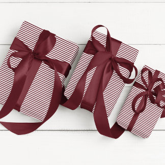 Papier Cadeau Élégant Bourgogne mince rayé