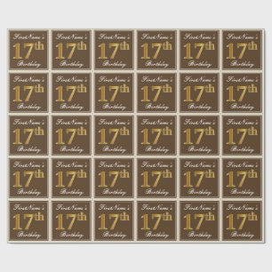 Papier Cadeau Élégant, Brown, anniversaire d'or de Faux 17ème