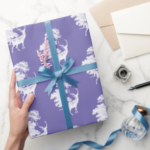 Papier Cadeau Elégant cerf de Toile de Campagne sur Périwinkle B