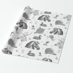 Papier Cadeau Élégant Cheval de Chasse de Style Anglais Vintage