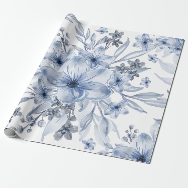 Papier Cadeau Elégant chic aquarelle floral (Déroulé)