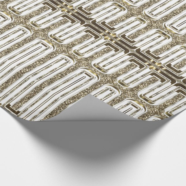 Papier Cadeau Élégant Chic Faux Gold Foil Blanc (Coin)